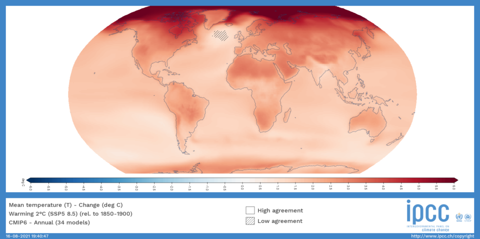 Глобальное потепление кто виноват и что делать. cmip6 mean temperature t change deg c warming 2%C2%B0c ssp5 8.5 rel. to 1850 1900 annual 34 models. Глобальное потепление кто виноват и что делать фото. Глобальное потепление кто виноват и что делать-cmip6 mean temperature t change deg c warming 2%C2%B0c ssp5 8.5 rel. to 1850 1900 annual 34 models. картинка Глобальное потепление кто виноват и что делать. картинка cmip6 mean temperature t change deg c warming 2%C2%B0c ssp5 8.5 rel. to 1850 1900 annual 34 models. Межправительственная группа экспертов по изменению климата (МГЭИК) опубликовала первую часть Шестого оценочного доклада о влиянии человеческой деятельности на окружающую среду с прогнозами, как климат будет меняться в дальнейшем. Рассказываем подробнее, к каким выводам пришли эксперты.